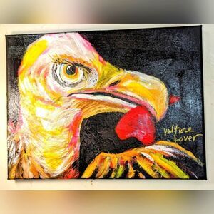 Wendy Gell Art Painting "Vulture Lover". Paint and markers.
